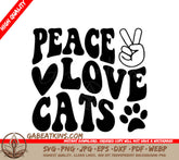 Peace Love Cats SVG - Sign with Peace Sign & Paw Print SVG