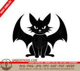 A Black Cat With Bat Wings On A White Background SVG - Cat Bat SVG