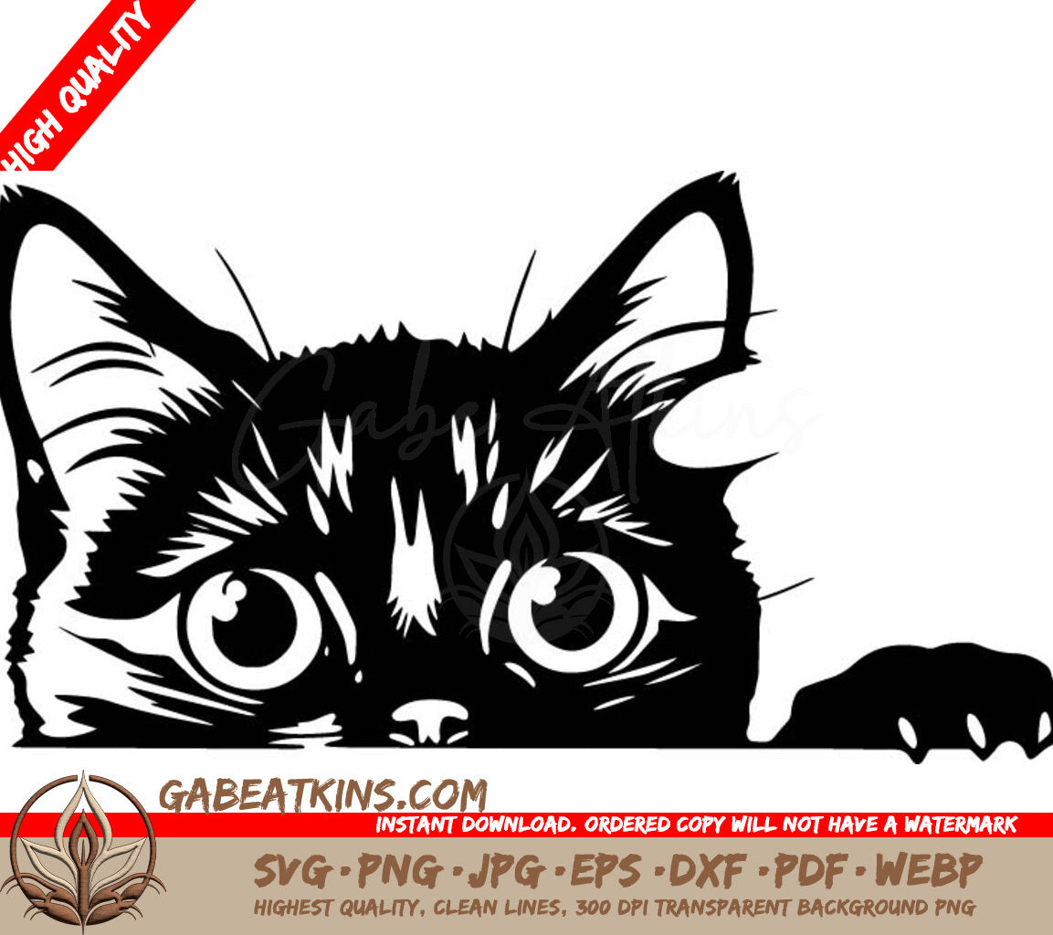 A Cat Peeking Over A Wall . SVG - Cat Peeking SVG
