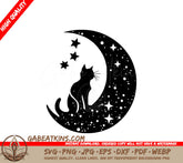 A Cat Sitting On A Crescent Moon SVG - Cat Sitting on Crescent Moon SVG