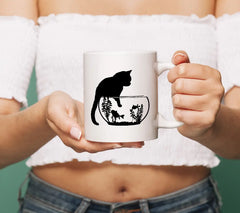 Cat With Paw In Aquarium