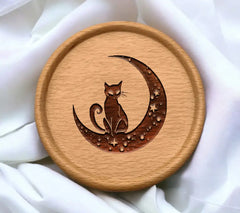 Cat In Crescent Moon