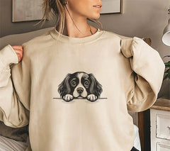 Cavalier King Charles Spaniel Peeking Over Table SVG - Drawing SVG