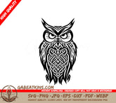 Celtic Owl SVG Drawing with Tribal Design SVG