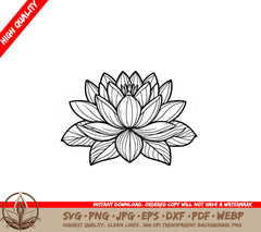 Charming Water Lily SVG - Digital Product with Multiple File Formats