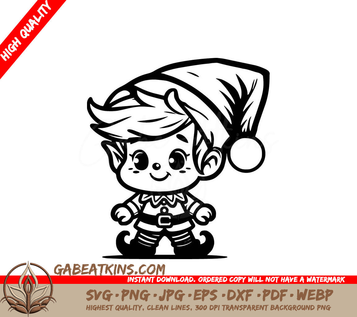 An Elf Wearing A Santa Hat SVG - Cheeky Elf SVG