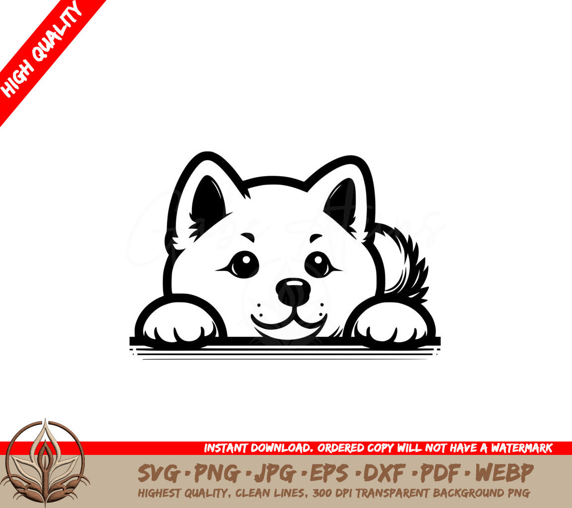 Cheerful Akita Inu Peek SVG - Digital Product in Multiple Formats