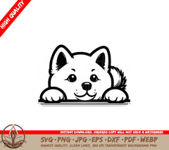 Cheerful Akita Inu Peek SVG - Digital Product in Multiple Formats