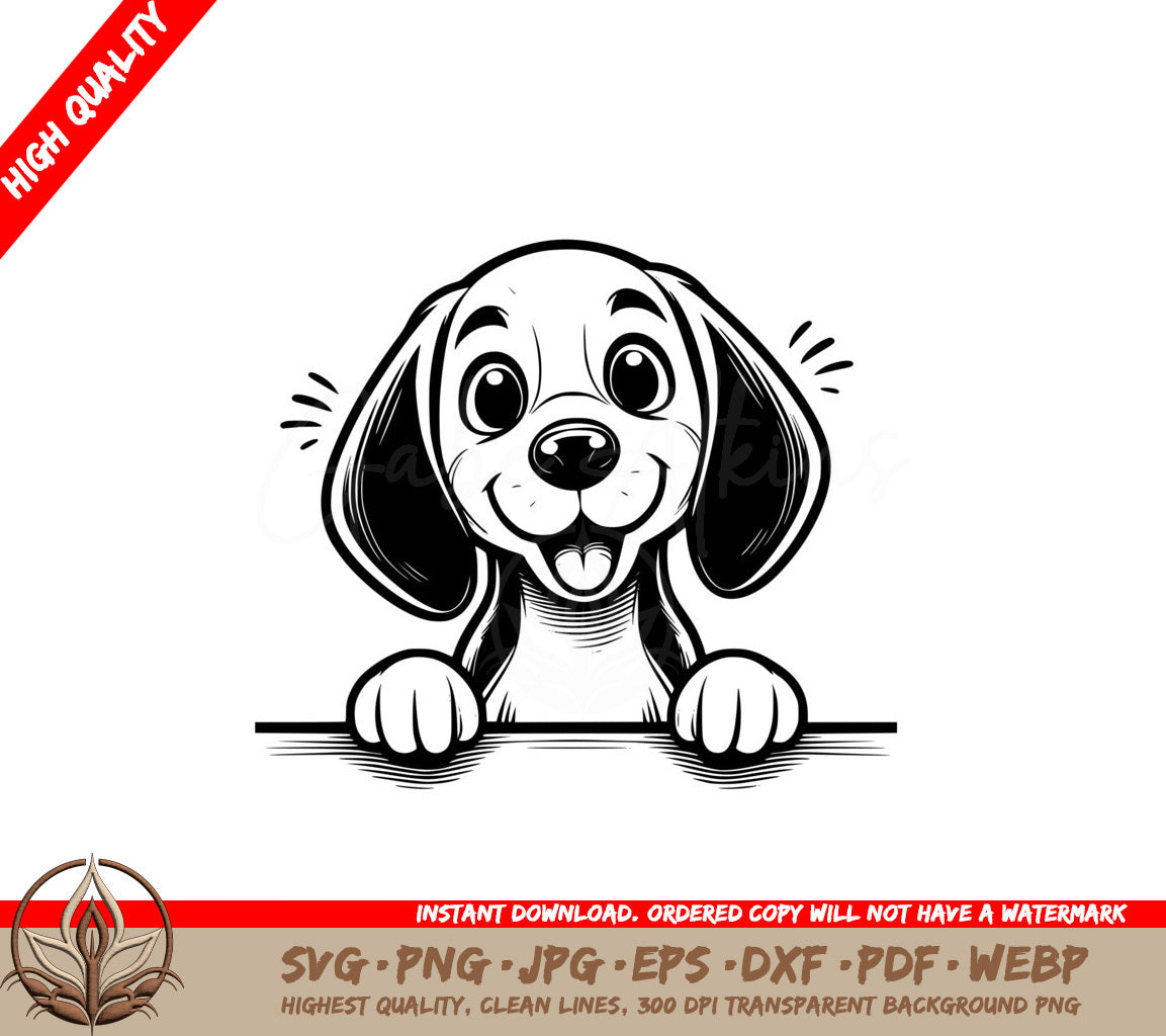 Cheerful Foxhound Peeking SVG - Digital file in multiple formats