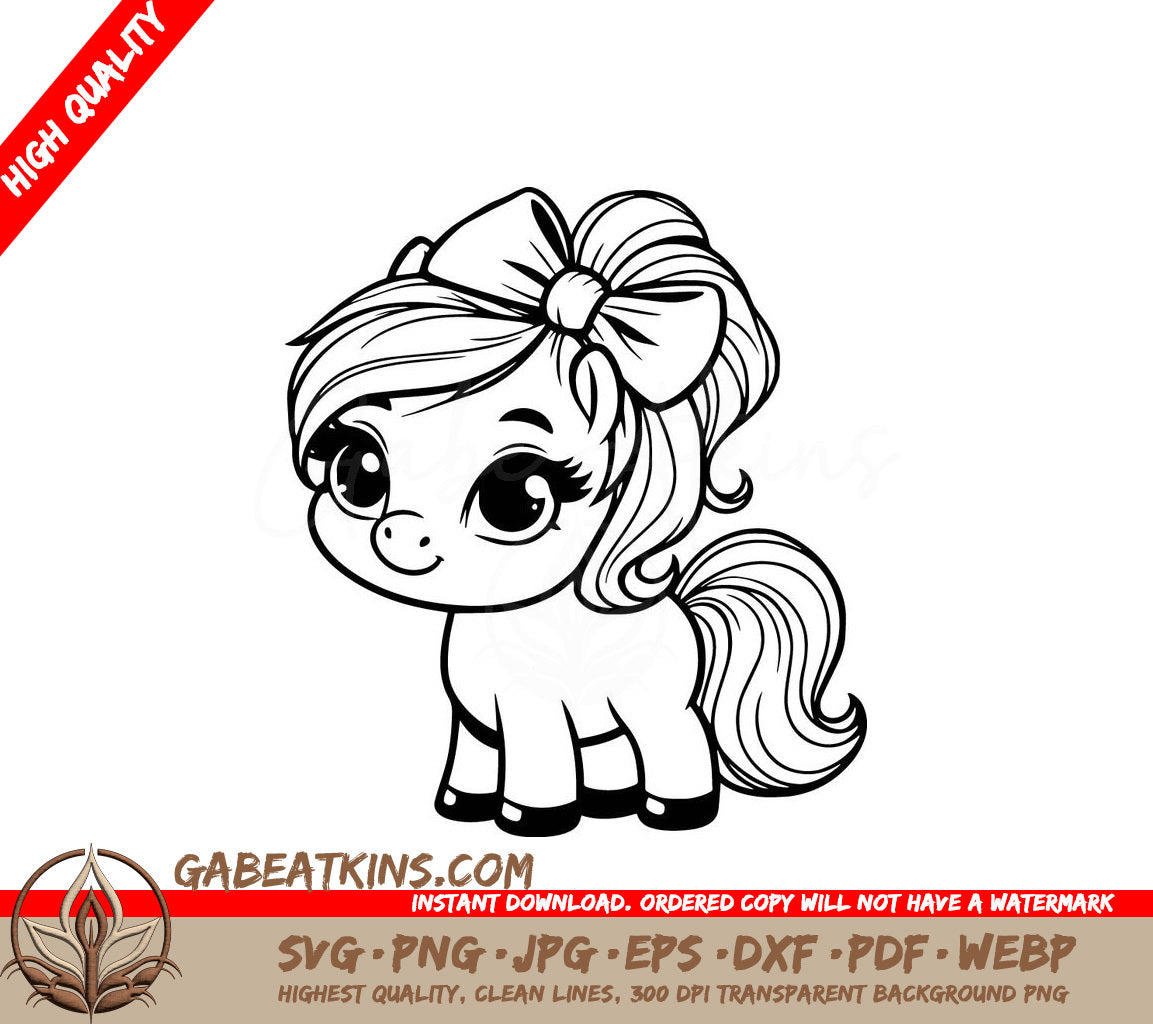 A Pony With A Bow In Its Hair SVG - Cheerful Pony Bow SVG