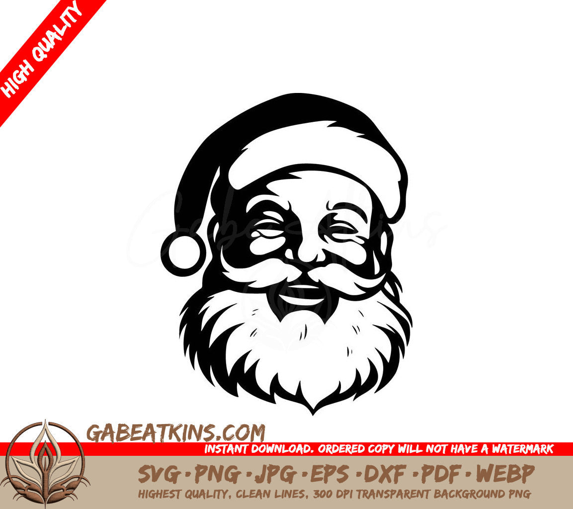 Santa Claus With His Eyes Closed SVG - Cheerful Santa SVG