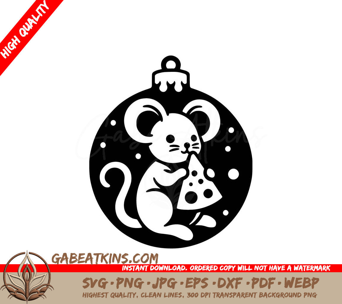 A Mouse Holding A Piece Of Cheese SVG - Cheese-loving Mouse Ornament SVG