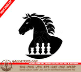A Horse And Chess Pieces SVG - Chess Minimalist and Flat Logo Vector illustration SVG