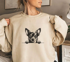 Chihuahua Peeking Over Wall SVG - Paw Print Design SVG