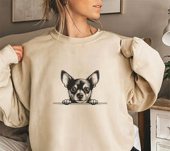 Chihuahua Peeking Over Wall SVG - Drawing SVG