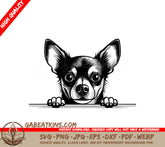 Chihuahua Peeking Over Wall SVG -  Drawing SVG