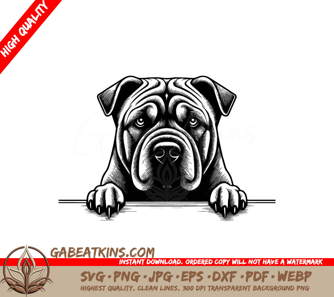 Shar-Pei Dog Peeking Over Wall SVG SVG