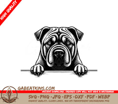 Shar-Pei Dog Peeking Over Wall SVG SVG