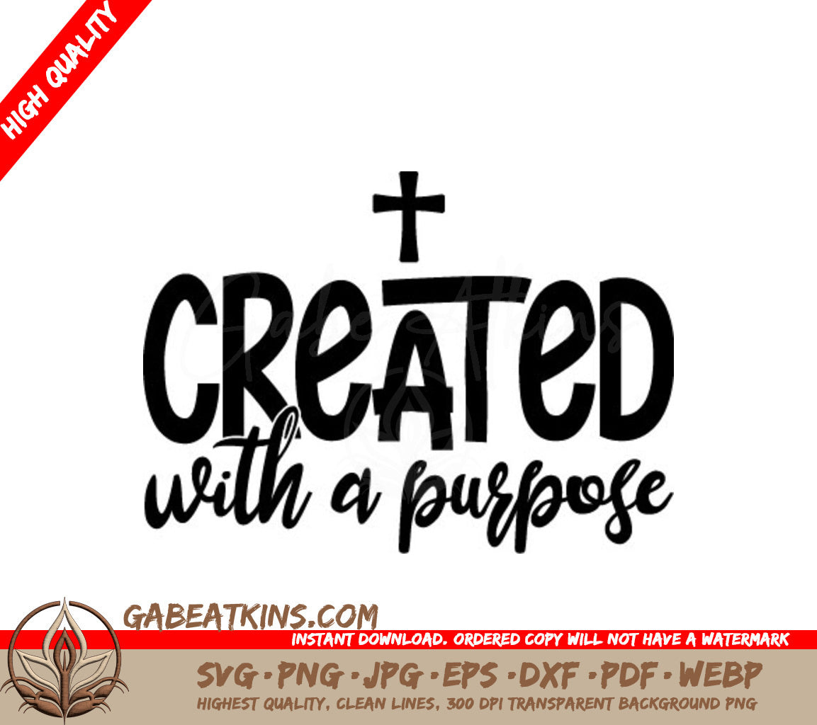 Christian Cross Logo SVG - Created With A Purpose Design SVG