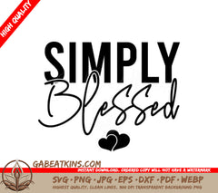 Simply Blessed Logo SVG with Hearts - Christian Design SVG