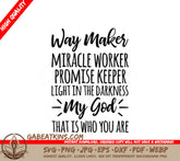 Way Maker Miracle Worker Promise Keeper SVG - Christian Design SVG
