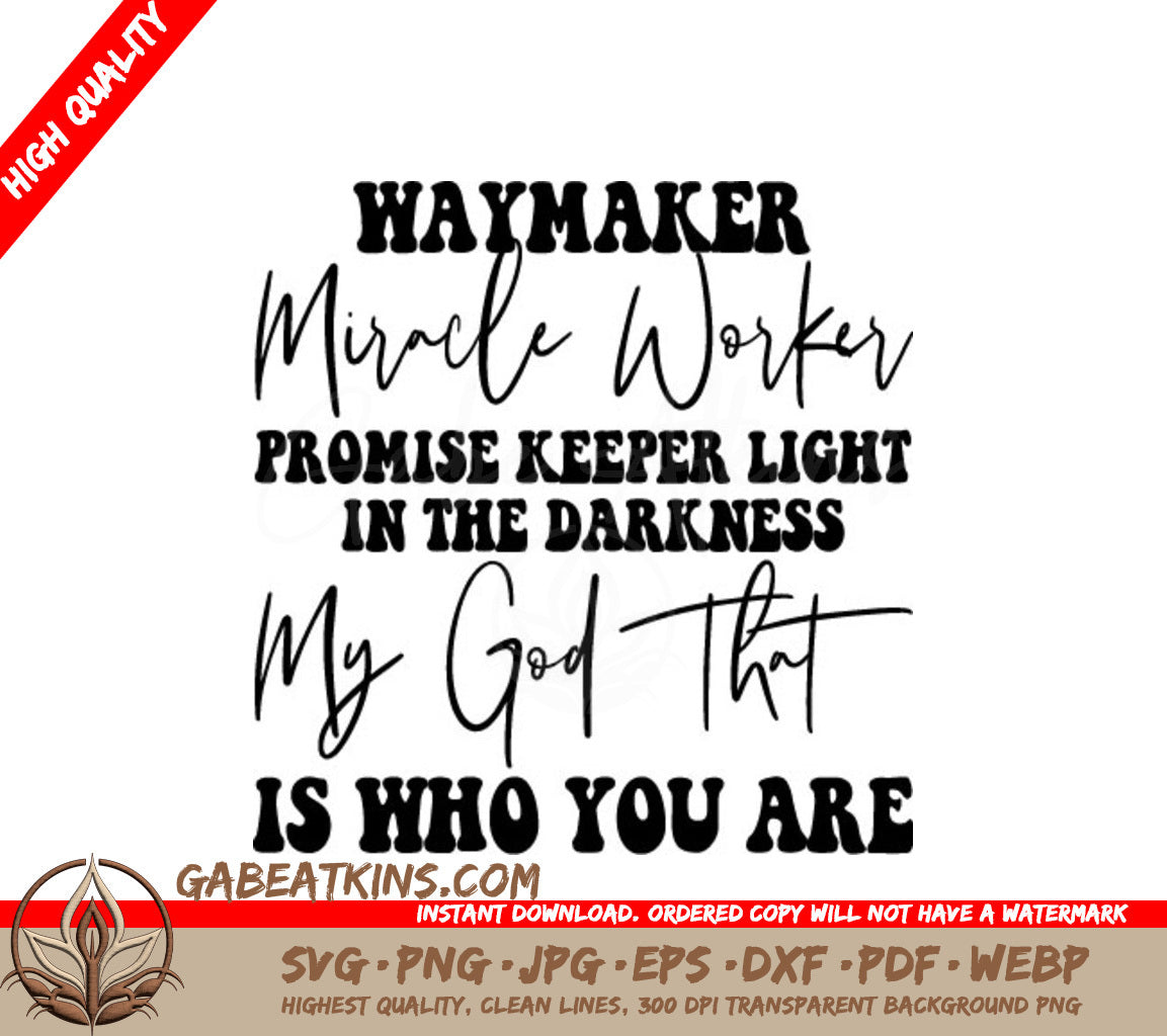 ## Waymaker Miracle Worker Promise Keeper SVG - Christian Graphic Design SVG