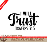 I Will Trust Proverbs 35 SVG - Christian Design on White Background SVG