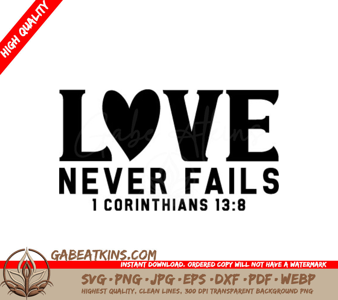 Christian Love Never Fails SVG - Heart Logo SVG