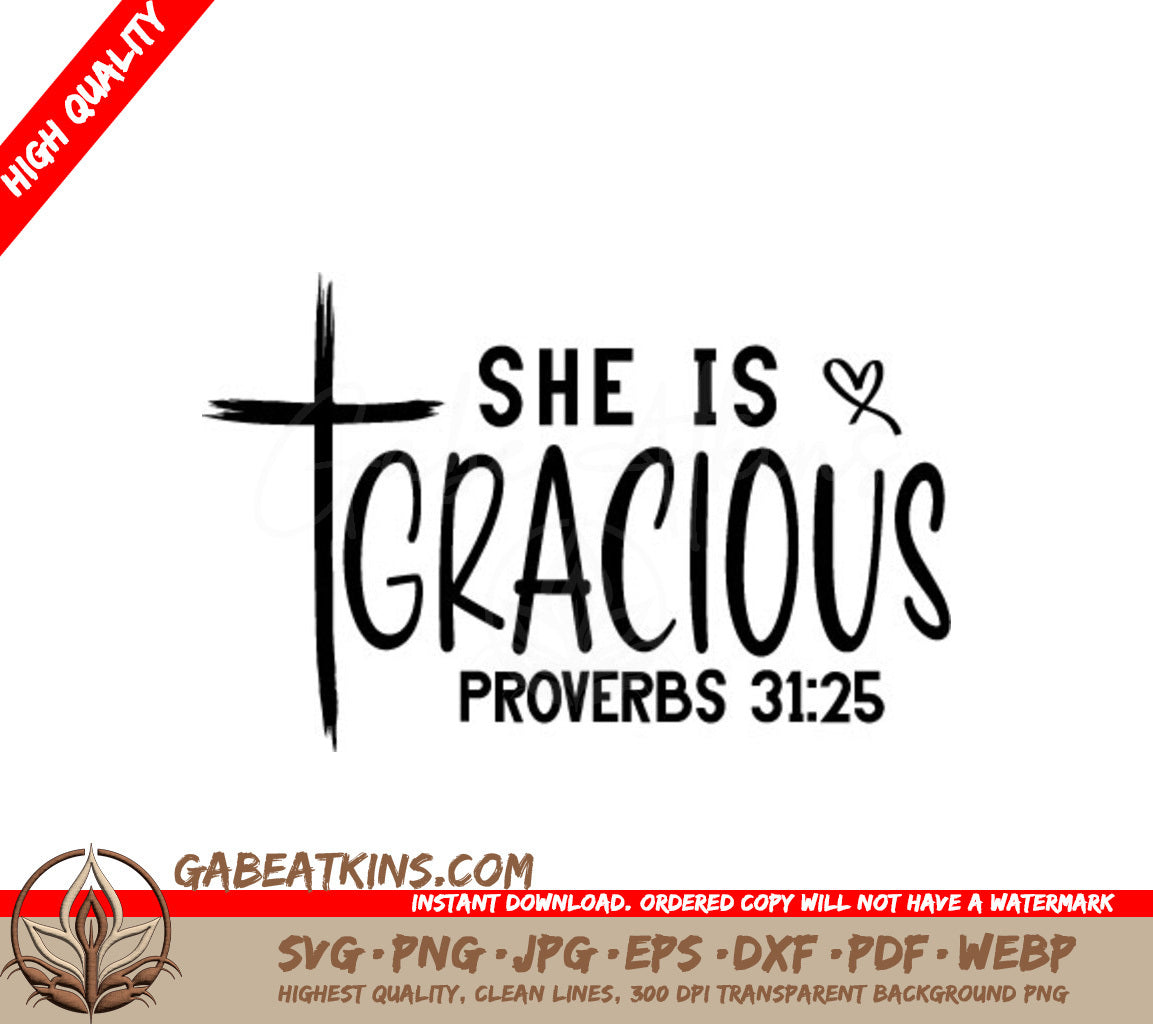 She Is Gracious - Cross Logo SVG SVG