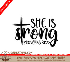 Christian She Is Strong Cross SVG Logo SVG