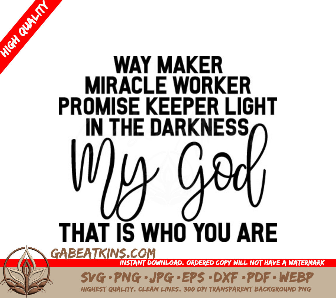 Christian Way Maker Miracle Worker Promise Keeper SVG Design SVG
