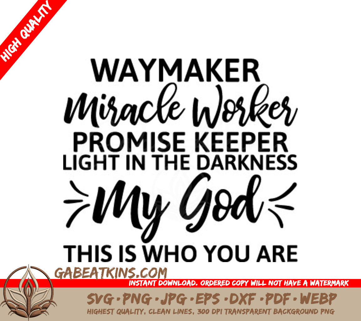 Waymaker Miracle Worker Promise Keeper SVG - Christian Design SVG