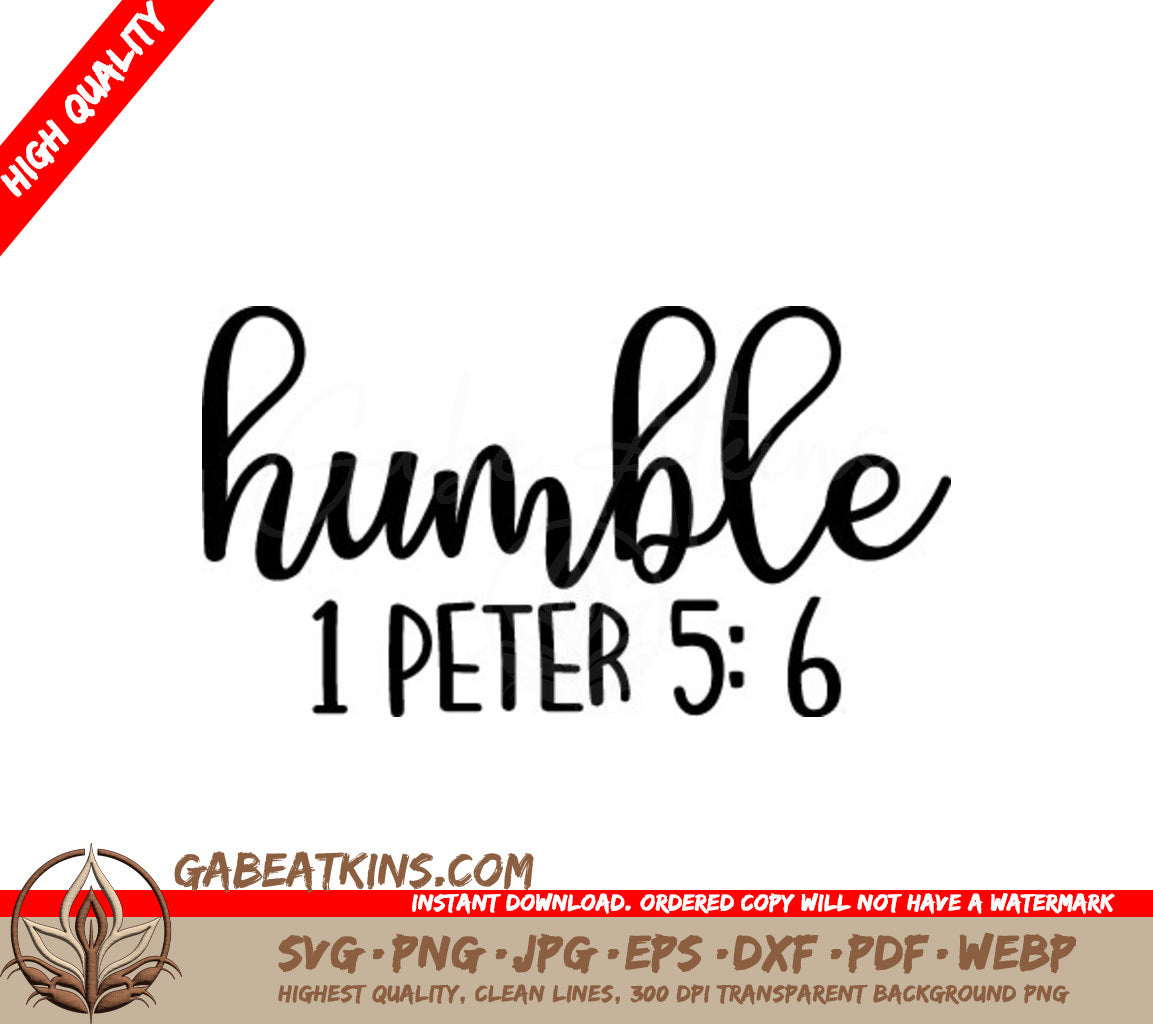 Humble Cursive SVG - Christian Design (1 Peter 56) SVG