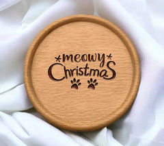 Meowy Christmas SVG - Sign with Paw Prints SVG