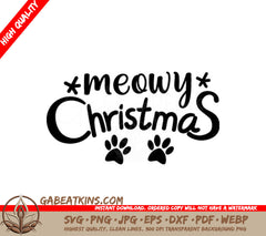 Meowy Christmas SVG - Sign with Paw Prints SVG
