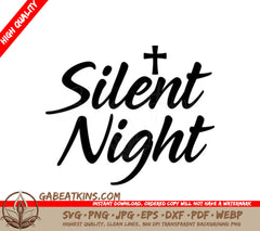 Silent Night Cross SVG - Christmas Logo Design SVG