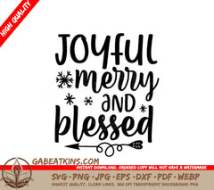 Joyful Merry & Blessed Christmas SVG with Snowflakes & Arrow SVG