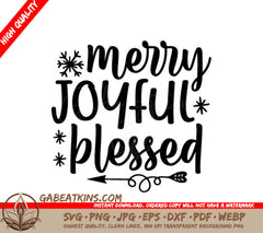 Merry Joyful Blessed Christmas SVG with Snowflakes & Arrow SVG