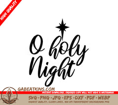 O Holy Night Christmas SVG - Star Design SVG