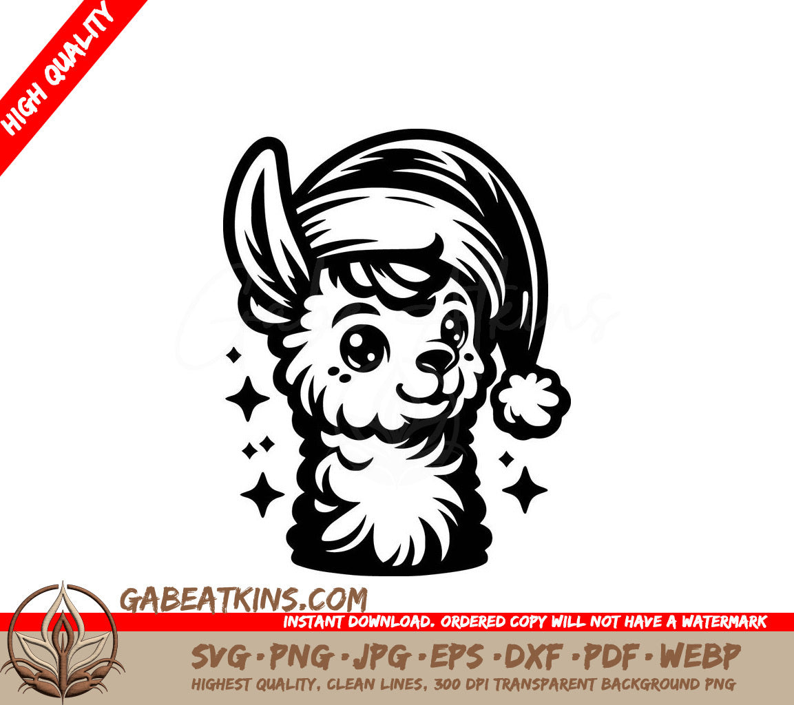 A Llama Wearing A Santa Hat SVG - Christmas Alpaca SVG