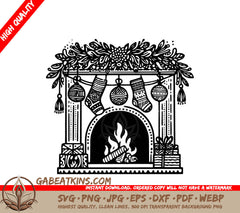 A Fireplace Decorated For Christmas SVG - Christmas Ambiance SVG