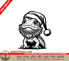 A Lizard Wearing A Santa Hat SVG - Christmas Bearded Dragon SVG