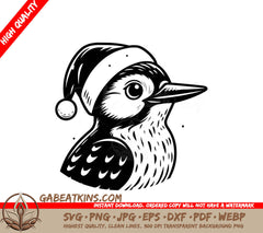 A Bird Wearing A Santa Hat SVG - Christmas Bird SVG