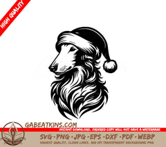 A Dog Wearing A Santa Hat SVG - Christmas Borzoi SVG
