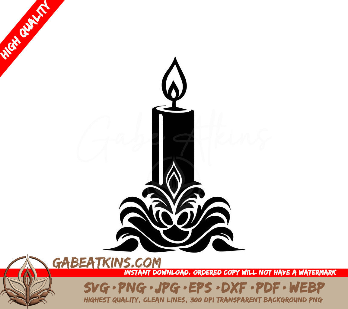 A Candle On A White Background SVG - Christmas Candle SVG