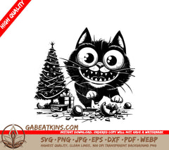 A Cat And A Christmas Tree SVG - Christmas Cat Festivity SVG