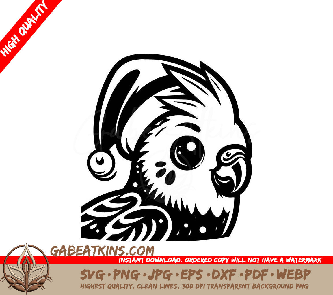 A Bird Wearing A Santa Hat SVG - Christmas Cockatiel SVG