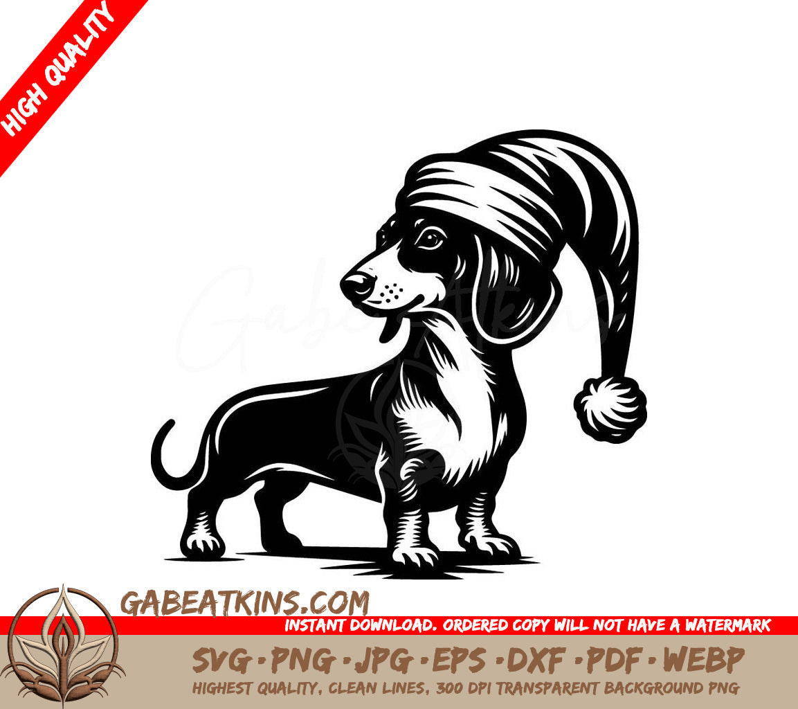 A Dachshund Wearing A Santa Hat SVG - Christmas Dachshund SVG