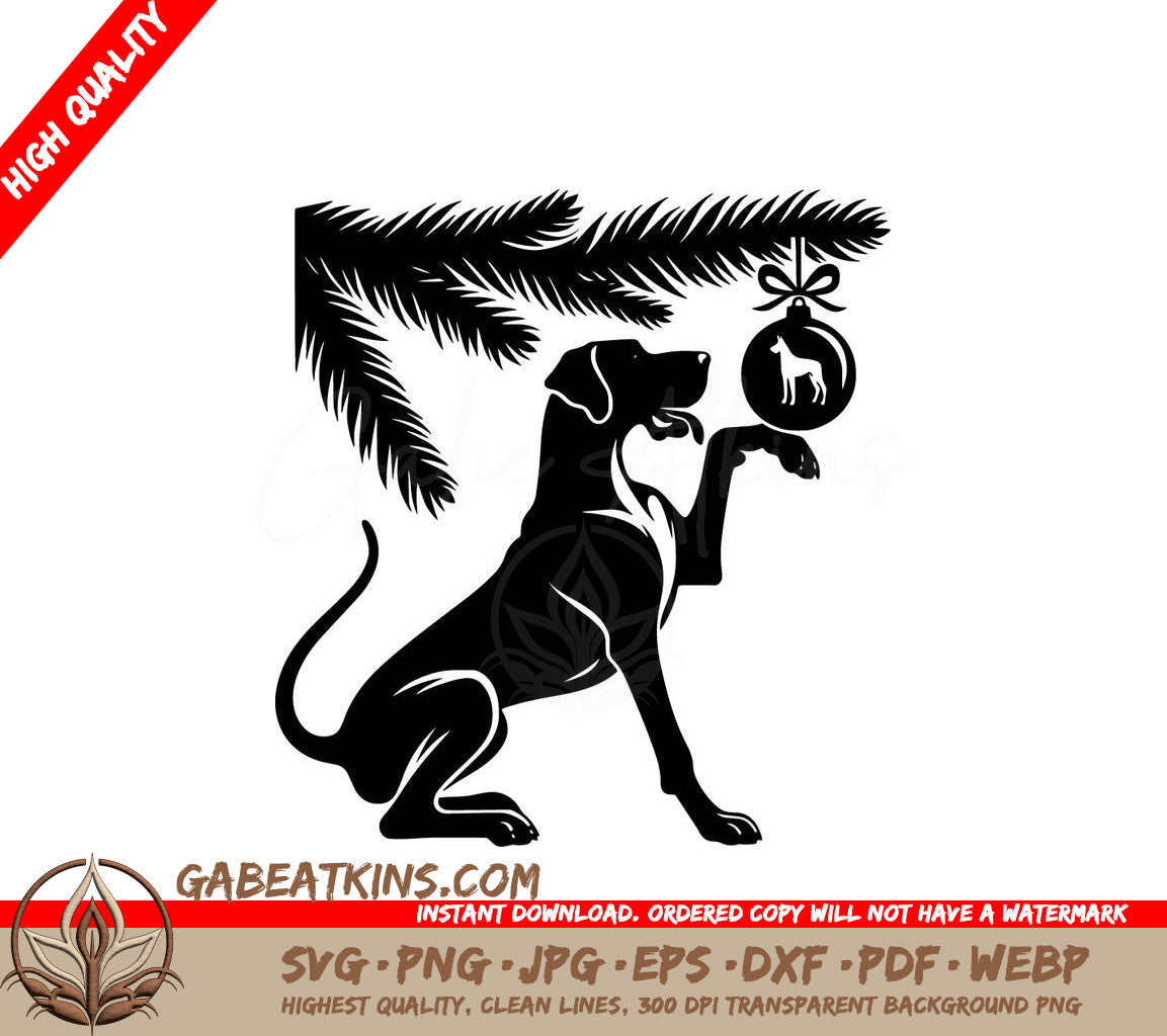 A Dog Holding A Christmas Ornament SVG - Christmas Dane Fun SVG