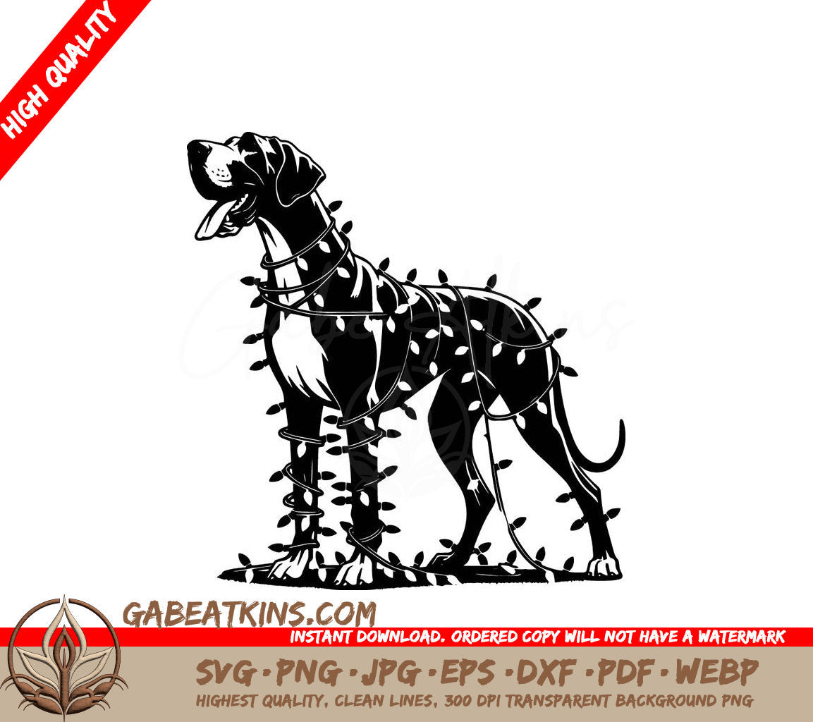 A Dog Wrapped In Christmas Lights SVG - Christmas Dane Glow SVG
